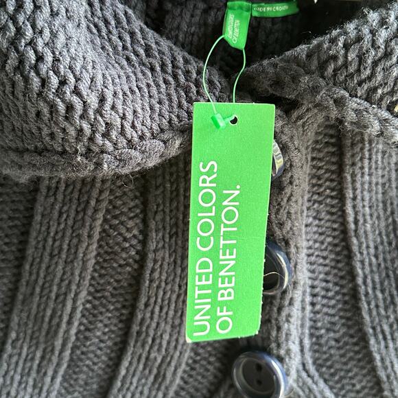 United Colors of Benetton Sweater Cape Navy Blue 3-4 Yrs Wool Blend NWT - Picture 9 of 10